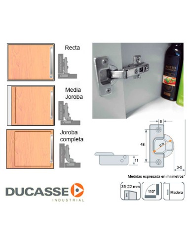 Bisagra Curva Cierre Suave 35mm Ducasse Pack 2UND