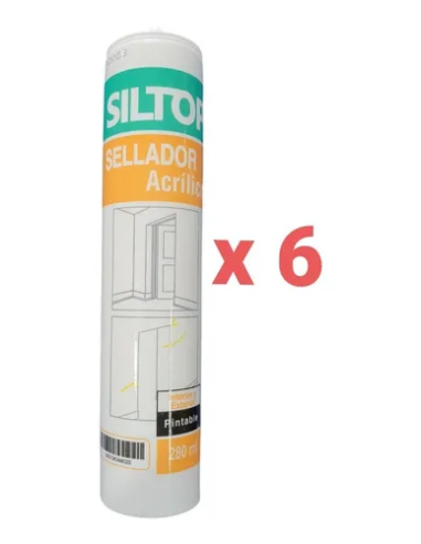 Pack 6 Silicona Sellador Acrílico Pintable Blanco