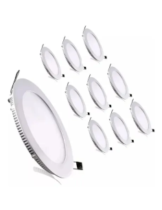 Pack 10 Focos Led Panel 6w Redondo Embutido Fria