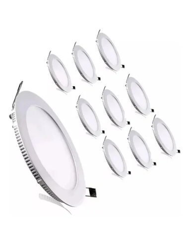 Pack 10 Focos Led Panel 6w Redondo Embutido Fria